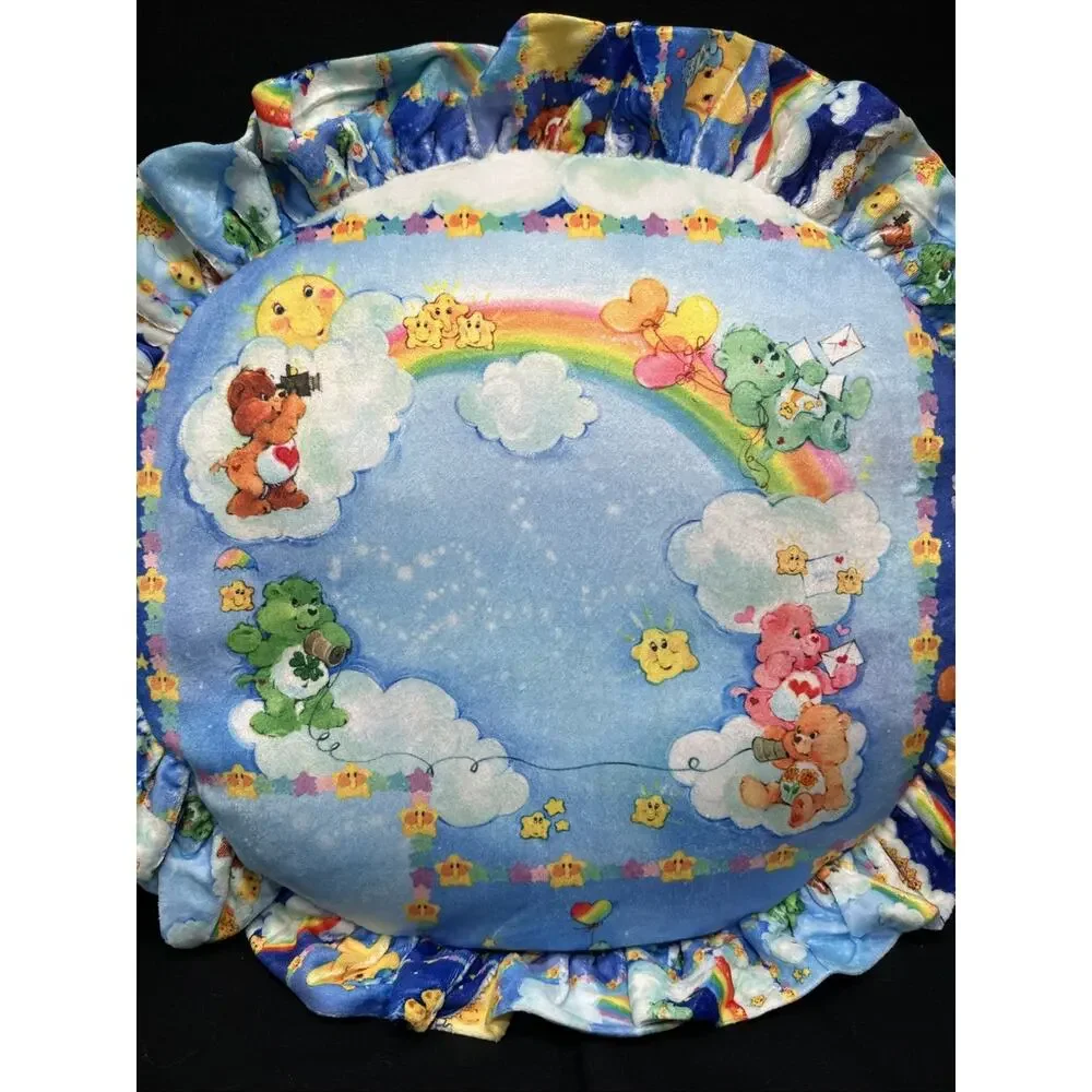 Care Bears Cloud Print Round Velour Throw Pillow Cloud Gazing Dolls Kill New